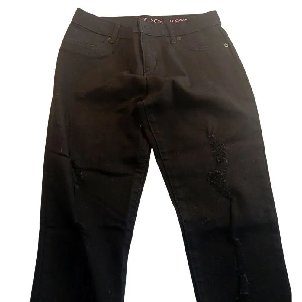The Children's Place Girls New w/Tags Distressed Black Wash Jeggings - Size 12